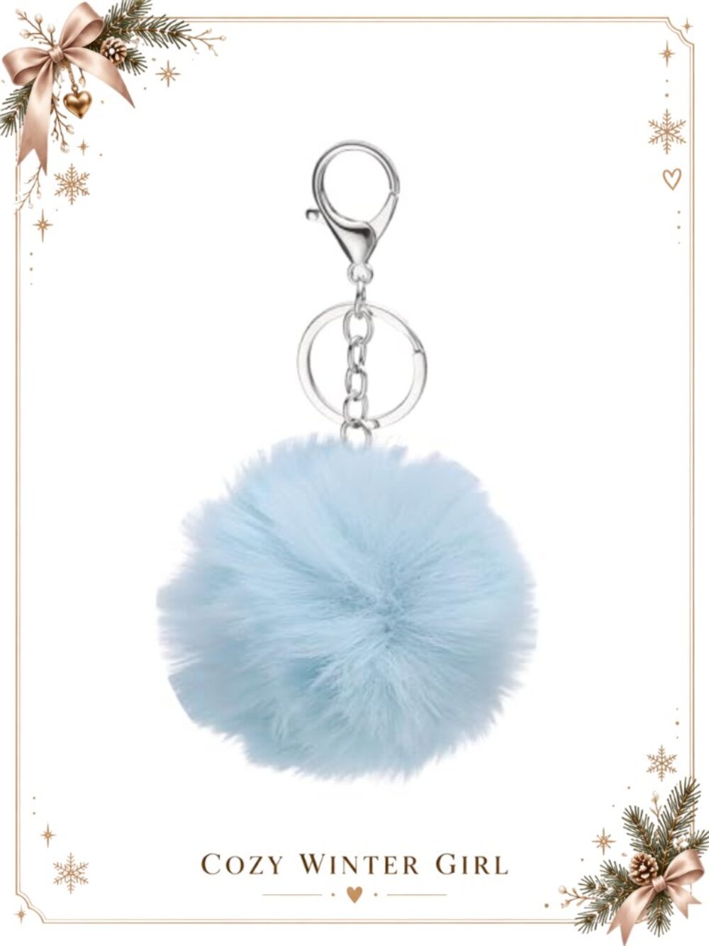 Pom Pom Keychain Soft Fluffy Ball Key Ring Lobster Clasp Artificial Rabbit Fur